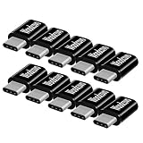 Micro USB to USB C Adapter 10 Pack Aluminum Woodcovo Converter Micro USB to Type C USB Adapter Data Syncing and Charging Converter for Samsung,MacBook,ChromeBook Pixel,Nexus