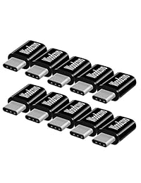 Adaptador micro USB a USB C, paquete de 10 unidades, convertidor de aluminio Woodcovo Micro USB a tipo C, adaptador USB para sincronización de datos y convertidor de carga para Samsung, MacBook, ChromeBook Pixel, Nexus...