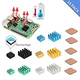 [Updated 8810 Thermal Tape]Raspberry Pi Heatsink, iUniker 15 Pcs Aluminum and Copper Heatsink Cooling Kit with Thermal Conductive Adhesive Tape for Raspberry Pi 3 B+, Raspberry Pi 3 B, Pi 2 B, Pi 1