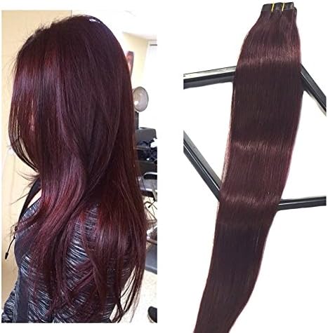 Mario Hair Tape In Human Hair Extensions 20 pcs Per Set Silky Straight Skin Weft Human Remy Hair (18 inches, #99j)