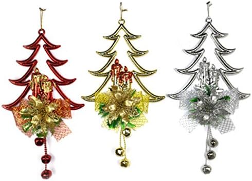 Christmas Tree Bowknot Hanging Bells Jingle Pendant Gift Xmas Festival Party Home Ornaments Decors Creative,3pc