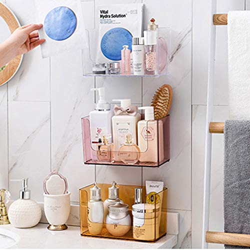 YJYdada Storage Box Rack Strong Vacuum Suction Cup Transparent Wall-Mounted for Bathroom