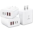 3-Pack USB C Charger Block, 40W 4-Port USB C Fast Charging Block Dual Port USBC Power Adapter Multiport Wall Plug Multi Type C Charging Block Cube for iPhone 16 15 14 13 12 11 Pro Max, Samsung, iPad