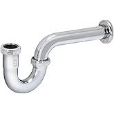 EZ-FLO 1-1/4 Inch P-Trap with Flange, 17-Gauge Brass, Slip Joint Connection, Polished Chrome, 35099