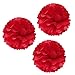 S-Shine Set of 3 Tissue Pom Poms Party Decorations for Weddings, Birthday Parties Baby Showers and Nursery Décor (16-inch Diameter, Bold Red)