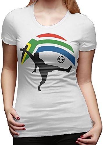 Women's Summer Fashion Football Player And South African Flag Casual Floral Print Cute Contracted Tops Short Sleeve Tee