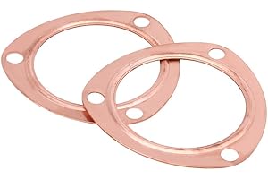 2PCS Exhaust Collector Gaskets, Aramox 3-inch Copper Header Exhaust Collector Gaskets Reusable for SBC BBC 302 350 454 383