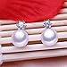 Womens 8-9mm Freshwater Pearl Diamond Stud Earrings 925 Sterling Silver Color White