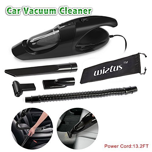Car Vacuum Cleaner,Wietusâ„¢ Power:80W,Suction 3KPA, Black12V,5-in-1 Multifunctional Dry Auto Vacuum Cleaner Handheld Vacuum Cleaner,13.2-FT(4M) Cord, 4 Vacuum Mouths to Vacuum the Hair and Wool Fabric