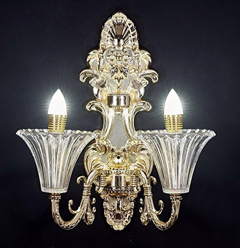 New Galaxy 2-Light Gold Finish Wall Sconce Lights Chandelier Wall Lamp with Glass Shade W16"xH16"
