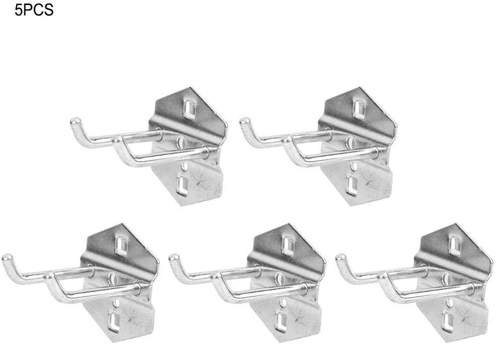 5PCS Double Oblique Hook Galvanized Steel Hardware Storage Rack Hook Perforated Panel Cabinet Rack Wall Garage Tool (50x¢6mm) for Hammers Pliers - Image 3