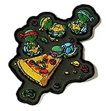Pizza Lover TV Movie Parody Turtles Eating Pizza - Novelty Iron On Patch Applique