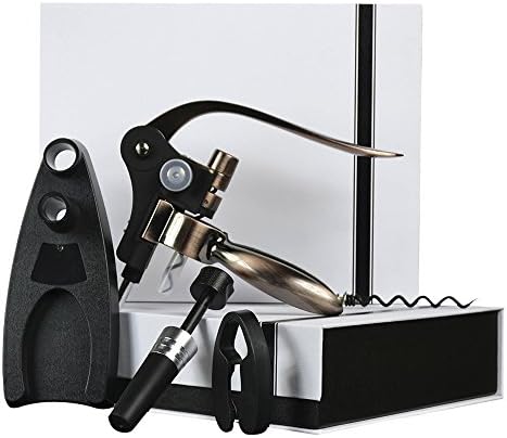 LuckyMo Rabbit Wine Opener Set With Corkscrew,Wine Stoppers,Foil Cutter and Base Stand,5 Pieces Gift Set Newest