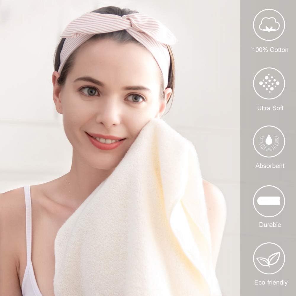 Wonwo 100% Cotton Towel Sets, 600 GSM Luxury Bath Towels 6 Piece Set - 2 Bath Towels, 2 Hand Towels, and 2 Washcloths - Cream: Kitchen & Dining