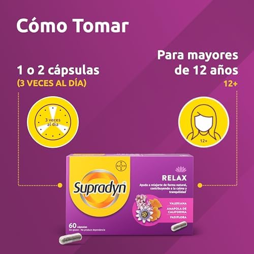 Supradyn Relax - Apoio para relaxar naturalmente contribuindo para a calma e tranquilidade com Papoula Califórnia, Maracujá e Valeriana - 60 Cápsulas
