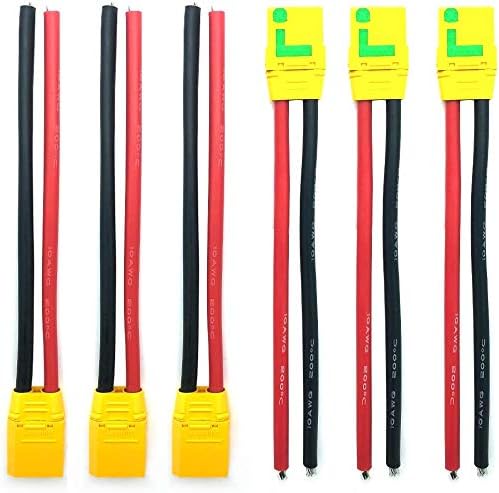 3 works Amass XT90S XT90 Wire XT-90S XT 90 Plug Male and Female Connector 150mm 10AWG Silicon Wire for RC Lipo Battery FPV Racing Drone