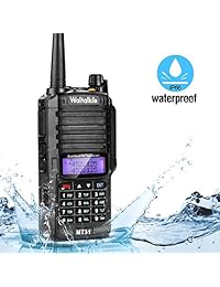 Radio transmisor inalámbrico, IP66 Radio Walkie Talkie de dos vías a prueba de agua y a prueba de polvo con auriculares   linterna LED   batería   cargador para actividades interiores y exteriores