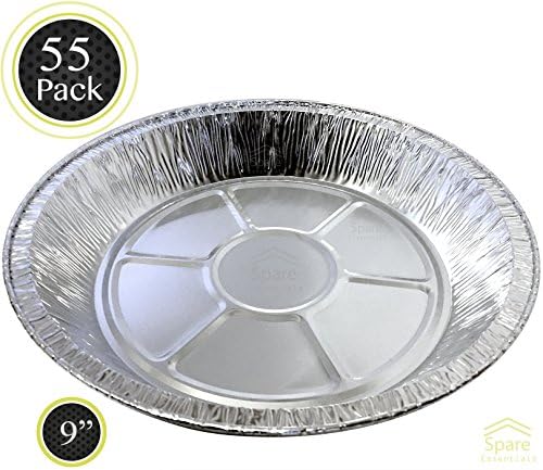 55 PACK - Prime Pie Pans. Ideal for Tasteful Cakes and Pies. Sturdy Aluminum Foil Pans. Disposable Tin Plates for Tart / Pie – SIZE 9’’