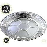 55 PACK - Prime Pie Pans. Ideal for Tasteful Cakes and Pies. Sturdy Aluminum Foil Pans. Disposable Tin Plates for Tart / Pie – SIZE 9’’