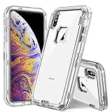 for iPhone Xs max case Clear, PIXIU Heavy Duty Protective Dual Layer with Hard PC Bumper & Soft TPU Back Shockproof Hybrid Case for Apple iPhone Xs MAX 6.5 inch 2018 Release Transparent