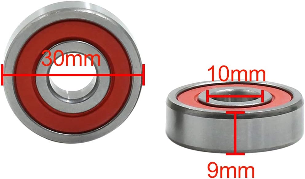 sourcingmap 2pcs 6200RS 10 x 30 x 9mm Double Sealed Deep Groove Ball Bearing, 10mmx30mmx9mm - Image 3