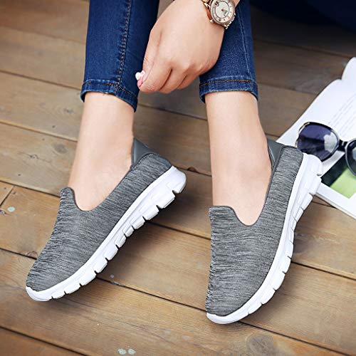 Dressin Womens Fashion Casual Solid Sport Breathable Lightweight Slip On Shoes Sneakers Dark Gray - Thumbnail 7