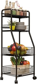 Amazon Com Zy Trolley 4 Tier Metal Utility Rack Shelves Rolling