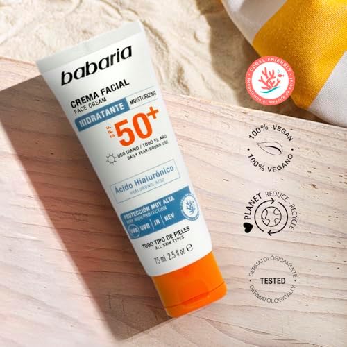 Crema Solar Facial SPF50+ con Ácido Hialurónico 75 ml – Hidratante, Antiarrugas y Antimanchas | Protector Solar 50 Facial UVA UVB e Infrarrojos