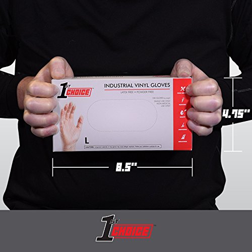 1st Choice Clear Vinyl 3 Mil Thick Disposable Gloves, Medium, Case of 1000 - Industrial Grade, Latex-Free
