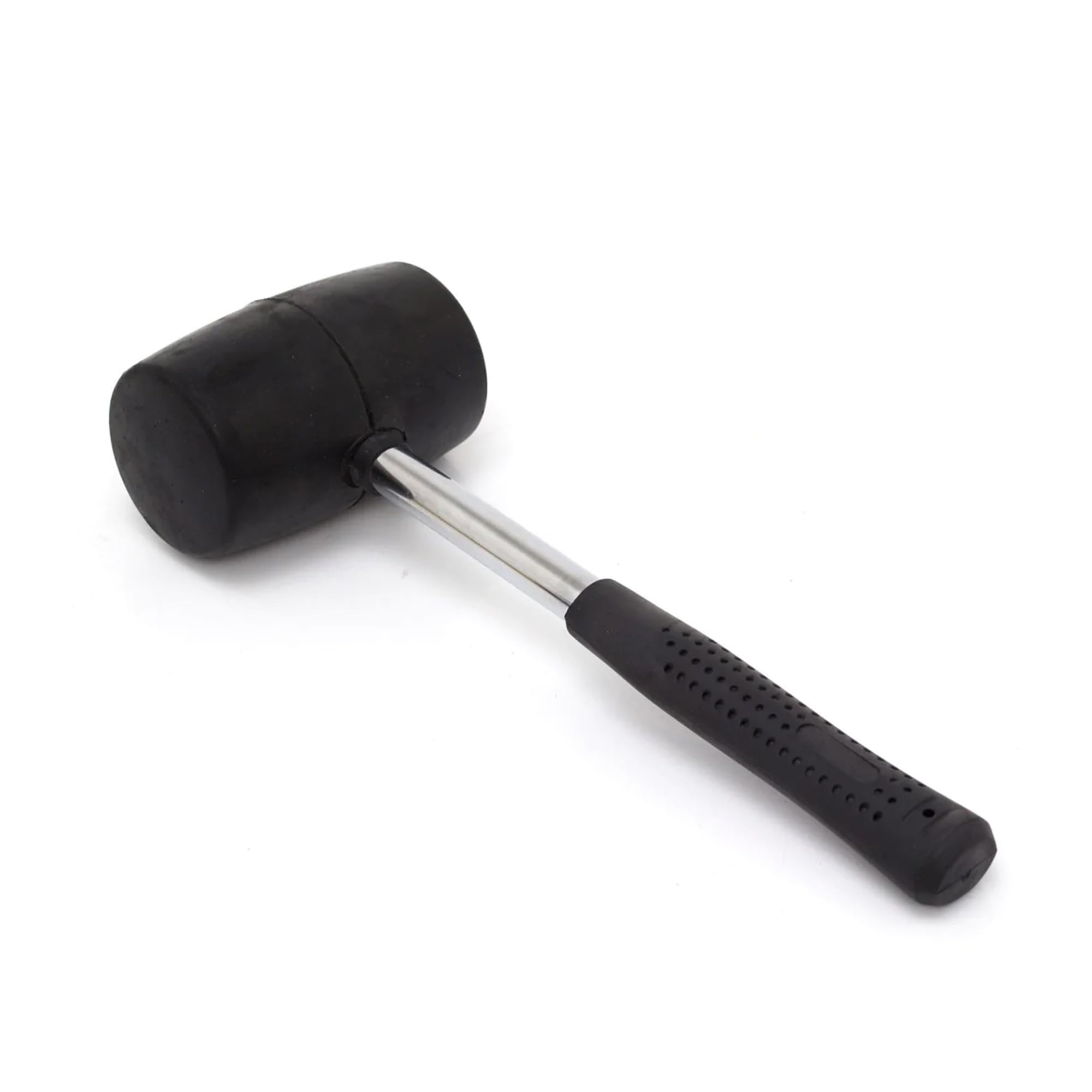 16oz Rubber Mallet with Steel Shaft - Heavy Duty Hand Tool, Small Hammer, Comfortable Grip to Reduce Hand Fatigue, Camping Mallet, Great for DIY, Metal Work, Woodworking and More