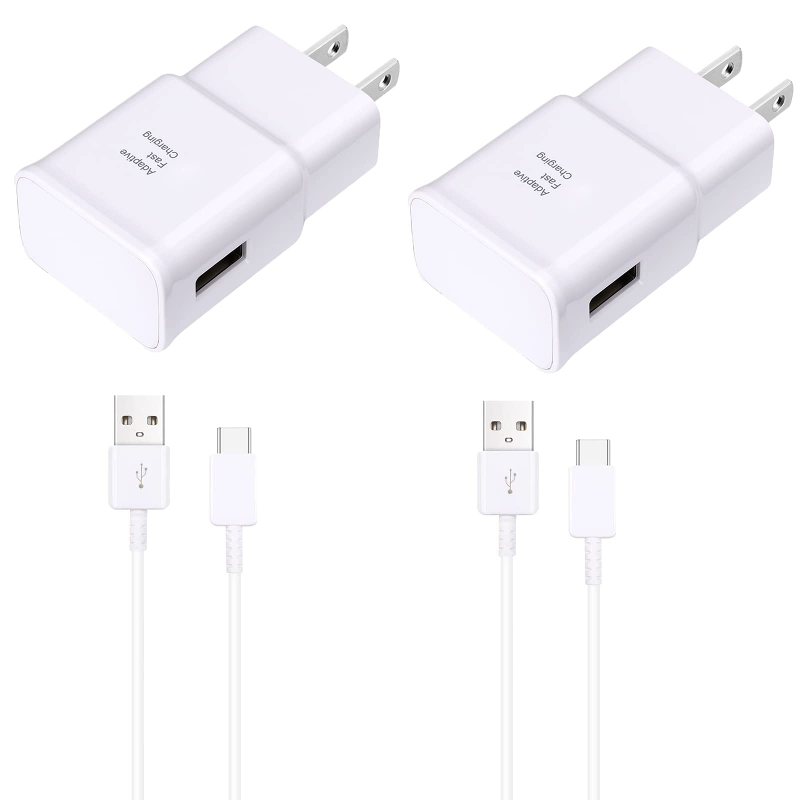 Type C Charger Fast Charging, Adaptive Fast Charger with 8FT USB Type C Cable for Galaxy S23/S23 Ultra/S22/S21/S20/S20+/S10/S10+/S10e/S9/S9+/S8/S8Plus/Edge/Active/Note 8/9/10/20-White