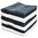 Cleanbear Wash Cloths 100% Cotton Washcloths, 6-Pack Super Soft Facecloths - 13” x 13” (White & Dark Gray)