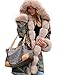 Roiii® Thickened Faux Fur Camouflage Parka Women Hooded Long Winter Jacket Overcoat