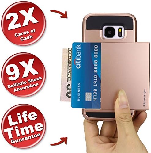 Best Card Holder For Samsung Galaxy S7 Thinnest S7 Wallet Case GS7 Case with Card Holder Cards/IDs Stylish Pocket Friendly Buy Best Card Holder For S7 - ArmorStyle Slim Slide (Rose Gold)