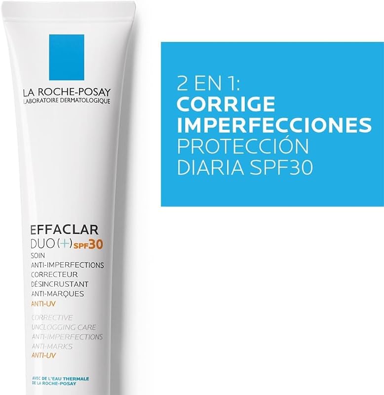 La Roche Posay Tratamento Anti-Imperfeições e Marcas com SPF30, Adequado para Peles Oleosas, Mistas ou Propensas a Acne, Fórmula com Aqua Posae Filiformis, Effaclar Duo (+), 40 ml