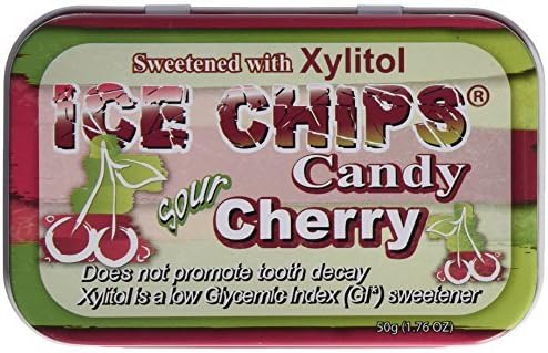 ICE CHIPS Sour Cherry Xylitol Mints by Ice Chip Candy