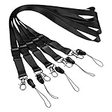 Mudder 5 Pack Neck Lanyards with Detachable Buckle for Mobile Cell Phones, iPods, USB Flash Drives, Keys, ID Card (Black)