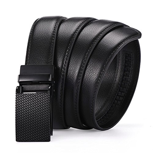 XQMART Belt for men Real Leather Automatic Buckle Ratchet Belt with Buckle,Gifts for Men