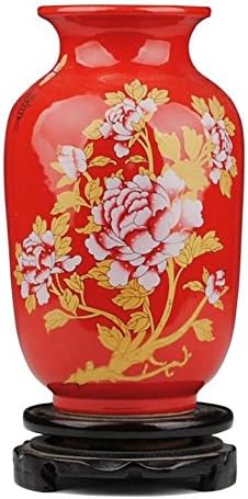 ceramic/Chinese Red and gold Peony vase/ modern home decor/ decoration wedding gift