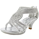JJF Shoes Fabulous Angel-37K Kids Little Girls Bling Rhinestone Platform Dress Heels Sandals,Silver,13