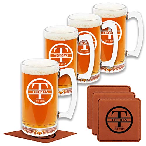 Personalized Beer Mugs (Set of 4) 9 Premium Customizable Design