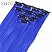 Neitsi 10pcs 18inch Colored Highlight Synthetic Clip on in Hair Extensions #F14 Blue