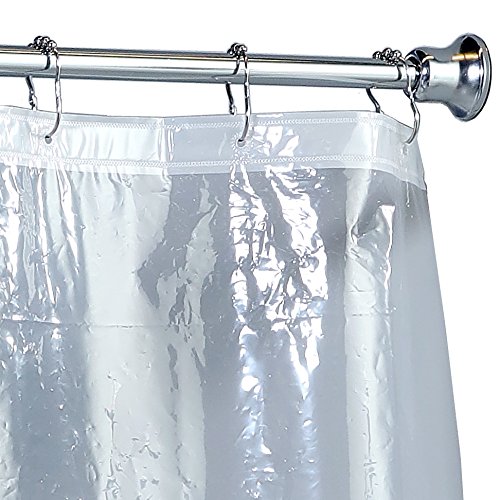 SlipX Solutions Mildew Resistant Clear Shower Curtain Liner with Microban Antimicrobial Protection (100% PEVA, BPA-Free, Odorless, Rustproof Grommets, Magnetic Weights, 70