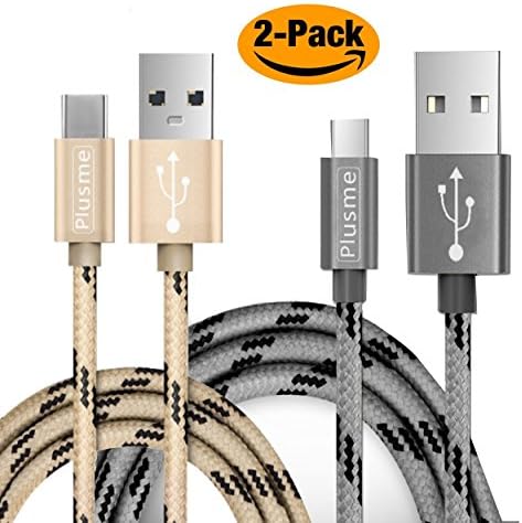 USB Type C Cable,MQOUNY 2Pack Nylon 2.4A Fast Charger And Data Transfer USB Charging Cord USB C Cable for Galaxy Note8 S8 S9 S8 S9 Plus, LG G6 G5 V20, Mate 9,Moto Z2, Google Pixel (BLACK-GOLDEN)