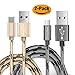USB Type C Cable,MQOUNY 2Pack Nylon 2.4A Fast Charger And Data Transfer USB Charging Cord USB C Cable for Galaxy Note8 S8 S9 S8 S9 Plus, LG G6 G5 V20, Mate 9,Moto Z2, Google Pixel (BLACK-GOLDEN)