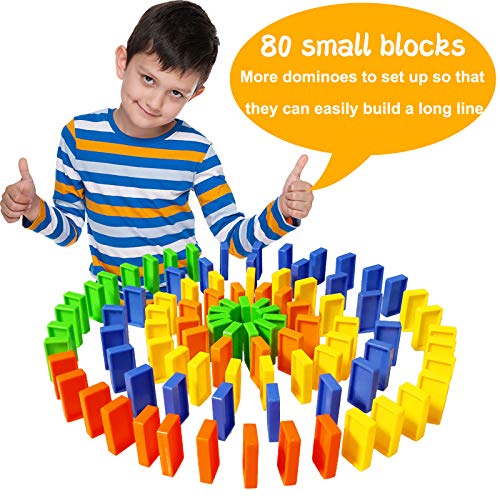 Domino Train,Domino Blocks Set, Dominoes Toy with Light and Sound Construction,Building and Stacking Toy Domino Set for 3-7 Year Old Children, Ideal for Boys Girls Birthday Chirstmas Gifts