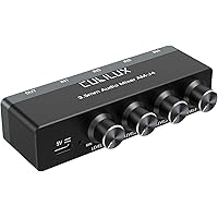 Cubilux 4-Channel 3.5mm Audio Mixer, Ultra-Low-Noise Mini Audio Mixer for Sub-Mixing, 1/8” 4 Channel Audio Switcher DC 5V, Su