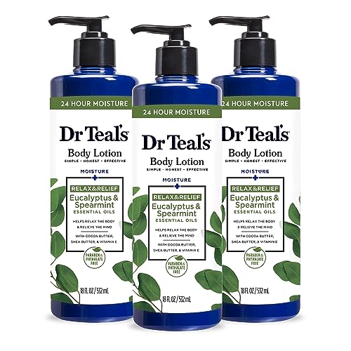 Dr Teal's 24 Hour Moisture+ Body Lotion, Eucalyptus & Spearmint & Essential Oil…