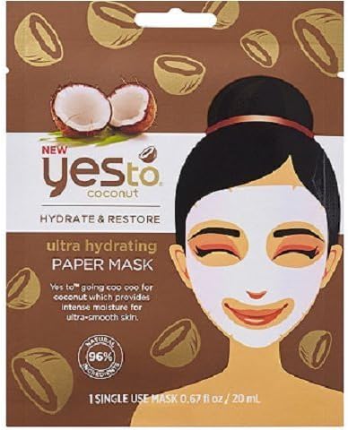 Yes to Coconut Hydrate & Restore Ultra Hydrating Paper Mask, 0.67 Fl Oz by Yes to Coconut