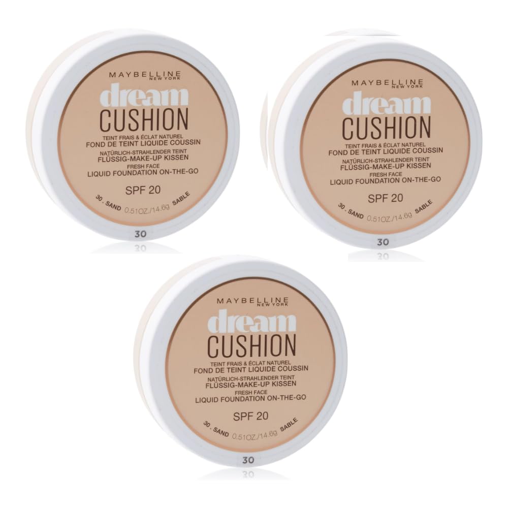Maybelline New York Foundation dream cushion 30 Sand, Pack of 3